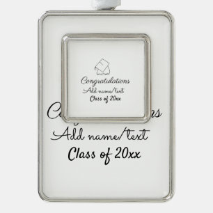 Herzlichen Glückwunsch zum Abschluss Namen Text Ja Rahmen-Ornament Silber