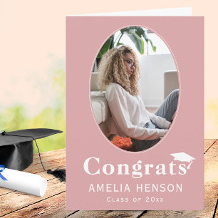 Herzlichen Glückwunsch zum Abschluss Rosa Foto Abs Karte