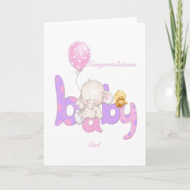 Herzlichen Glückwunsch zum Baby Mädchen Karte (Vorderseite)