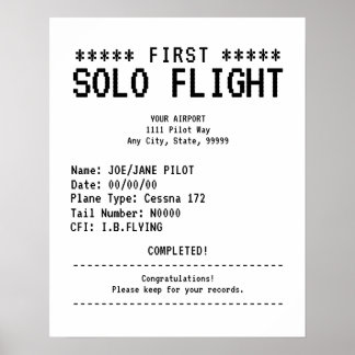 Herzlichen Glückwunsch zum ersten Soloflug Poster