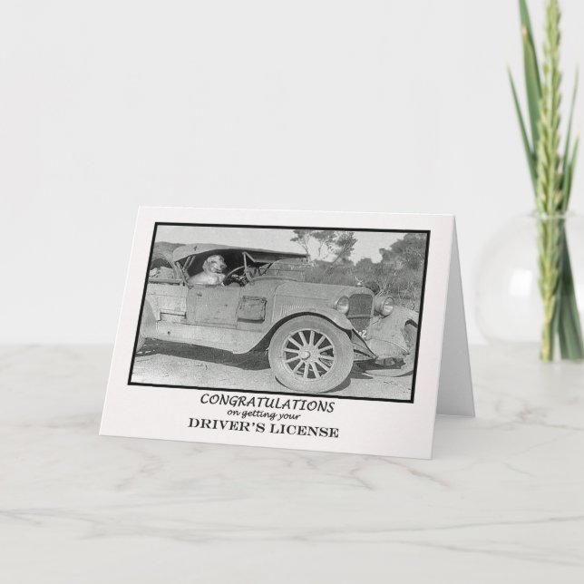 Herzlichen Glückwunsch zum Führerschein, altes Aut Karte (Vorderseite)