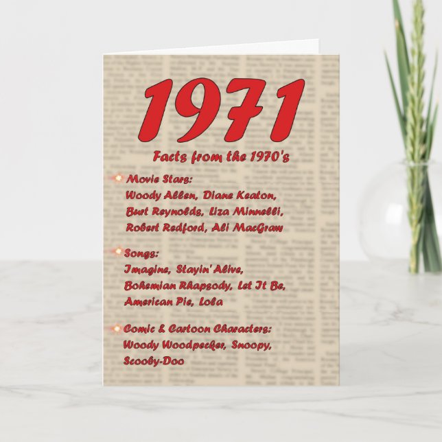 Herzlichen Glückwunsch zum Geburtstag 1971 Jahr de Karte (Vorderseite)