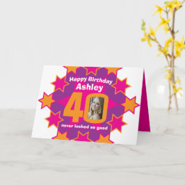 Herzlichen Glückwunsch zum Geburtstag 40 rosa Ster Karte