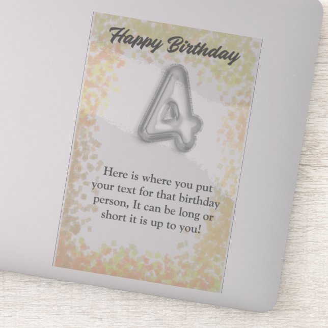 Herzlichen Glückwunsch zum Geburtstag, 4 Jahre alt Aufkleber (Detail)