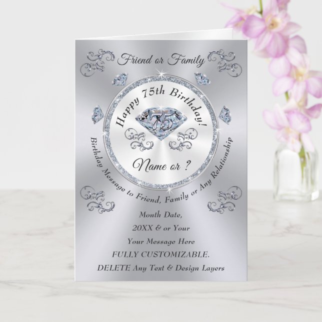 Herzlichen Glückwunsch zum Geburtstag, 75. Geburts Karte (Orchidee)