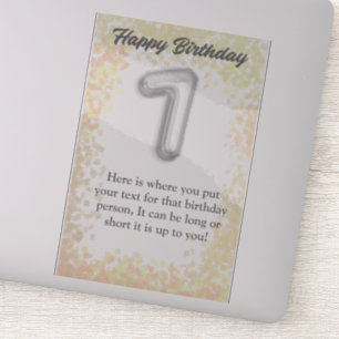 Herzlichen Glückwunsch zum Geburtstag 7 Jahre alte Aufkleber