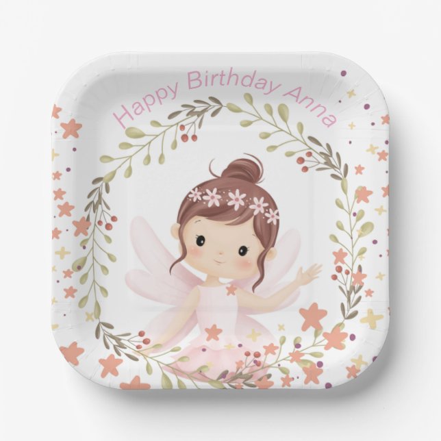 Herzlichen Glückwunsch zum Geburtstag, anpassbarer Pappteller (Vorderseite)