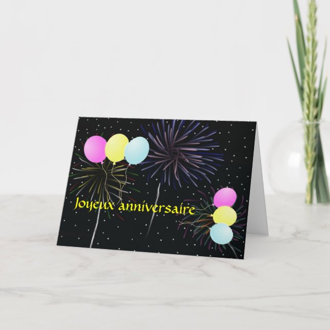 Herzlichen Glückwunsch zum Geburtstag auf französi Karte (Vorderseite)