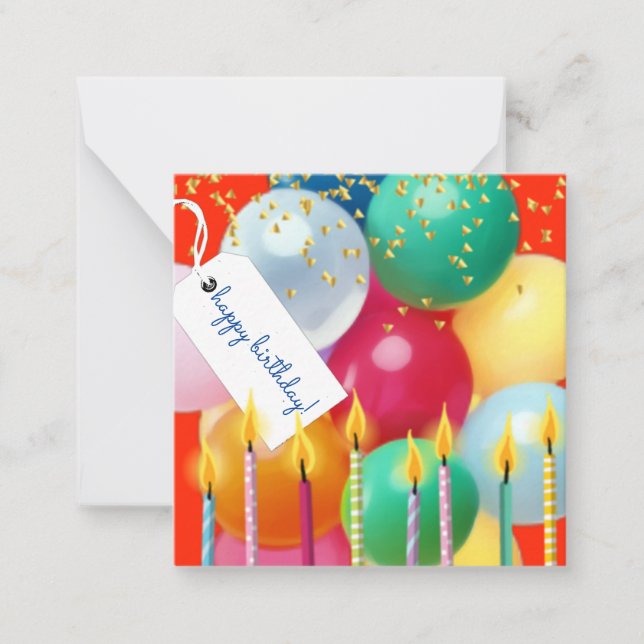 Herzlichen Glückwunsch zum Geburtstag Balloons und Mitteilungskarte (Vorderseite)