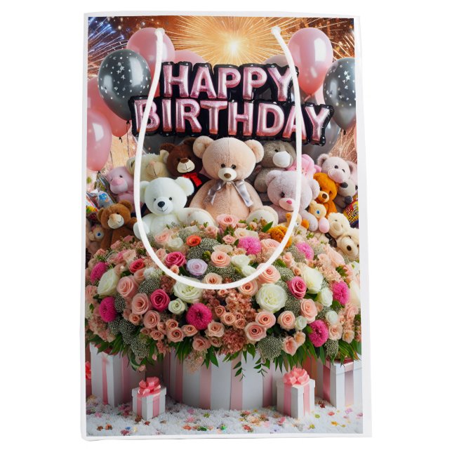 Herzlichen Glückwunsch zum Geburtstag, Bärenjungen Mittlere Geschenktüte (Vorderseite)