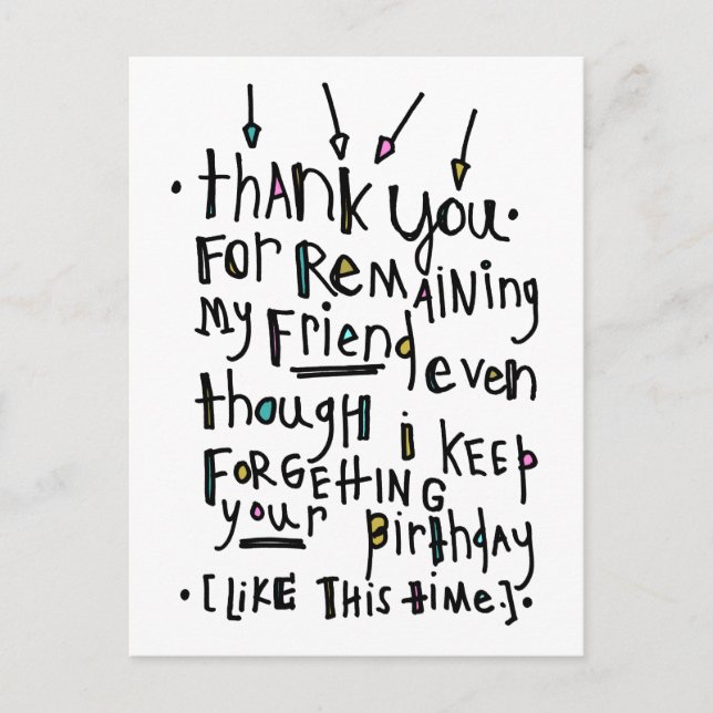 Herzlichen Glückwunsch zum Geburtstag (Belated) Postkarte (Vorderseite)