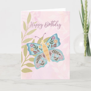 Herzlichen Glückwunsch zum Geburtstag Boho Blue un Dankeskarte