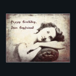 Herzlichen Glückwunsch zum Geburtstag, Boyfriend V Postkarte<br><div class="desc">Ein Vintage-Image im öffentlichen Bereich mit weiterer digitaler Manipulation von Pattiann Malynn,  AKA The Vintag Lady</div>