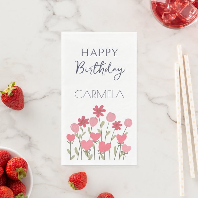 Herzlichen Glückwunsch zum Geburtstag Bunte Frühli Serviette (Beispiel)