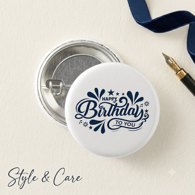 Herzlichen Glückwunsch zum Geburtstag! Button (Happy Birthday To You Fun Graphic Button Design)