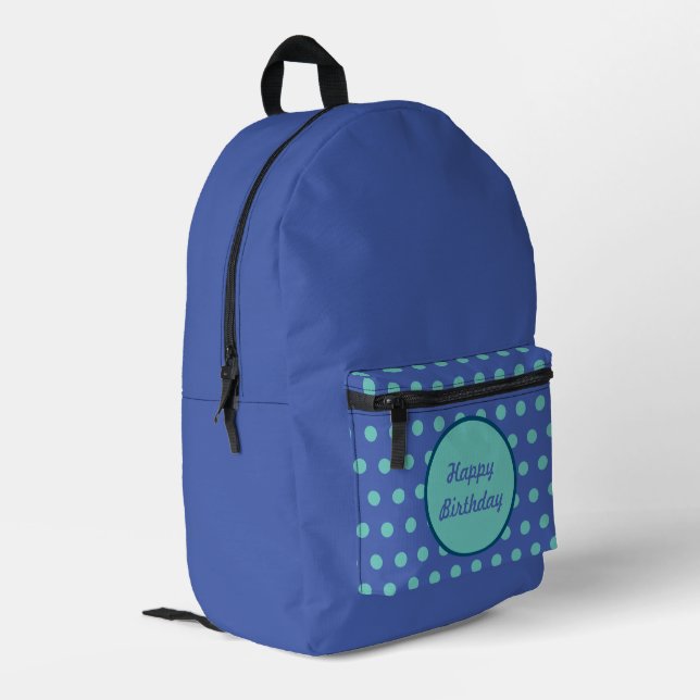 Herzlichen Glückwunsch zum Geburtstag (Denim Blue  Bedruckter Rucksack (Rückseitige Ecke links)