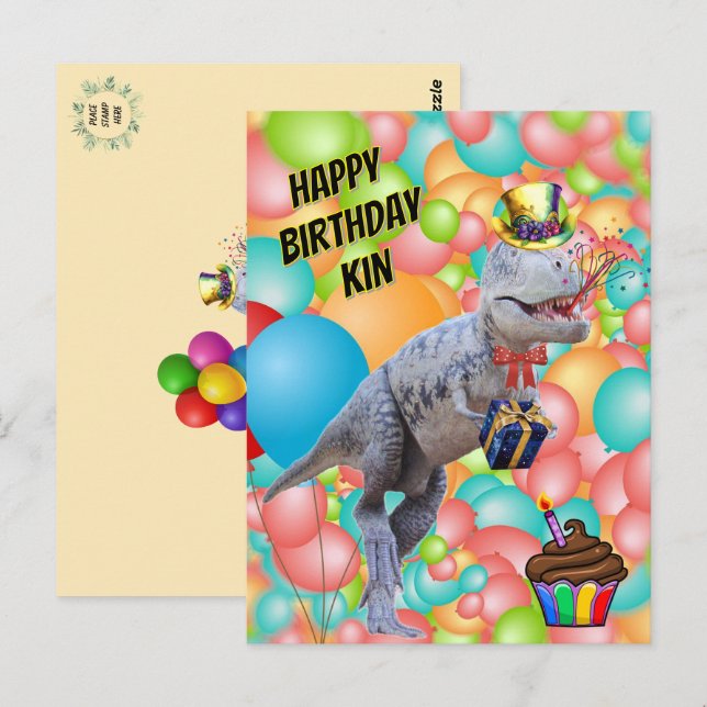 Herzlichen Glückwunsch zum Geburtstag Dinosaurier! Postkarte (Vorne/Hinten)