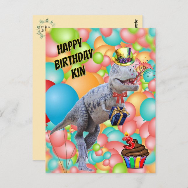 Herzlichen Glückwunsch zum Geburtstag Dinosaurier! Postkarte (Vorne/Hinten)