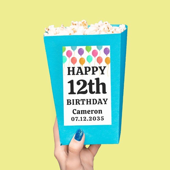 Herzlichen Glückwunsch zum Geburtstag eines Person Rechteckiger Aufkleber (Happy Birthday Any Age Personalized Popcorn Rectangular Sticker
)