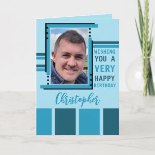Herzlichen Glückwunsch zum Geburtstag Foto blau Karte