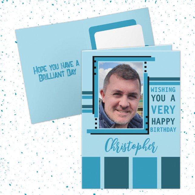 Herzlichen Glückwunsch zum Geburtstag Foto blau Karte (Von Creator hochgeladen)
