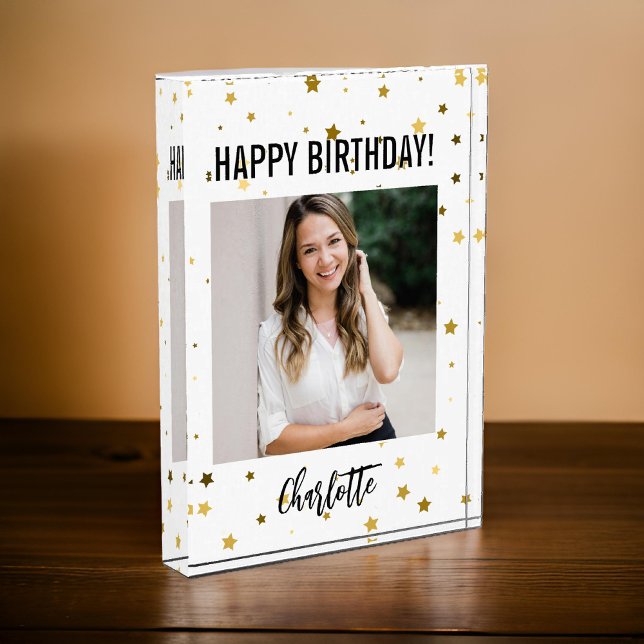 Herzlichen Glückwunsch zum Geburtstag Foto Block,  (happy birthday photo block, custom photo block, photo gift, custom name gift, girl gift, mom gift)
