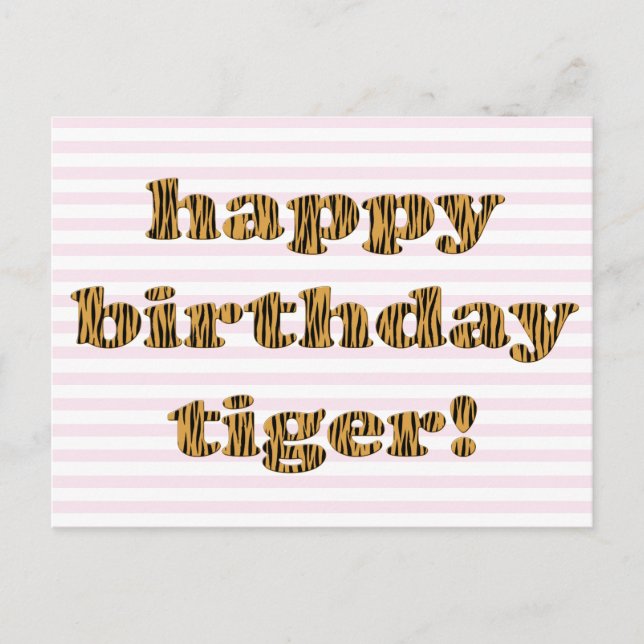 Herzlichen Glückwunsch zum Geburtstag! Fun Tiger P Postkarte (Vorderseite)