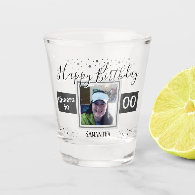 Herzlichen Glückwunsch zum Geburtstag für jedes Fo Schnapsglas (Vorderseite)