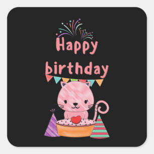 Herzlichen Glückwunsch zum Geburtstag für Kinder - Quadratischer Aufkleber