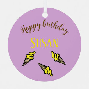 Herzlichen Glückwunsch zum Geburtstag, gelbes Eis  Ornament Aus Metall