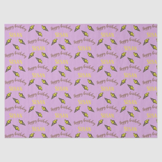 Herzlichen Glückwunsch zum Geburtstag, gelbes Eis  Seidenpapier (Vorderseite)