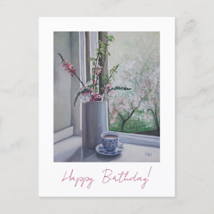 Herzlichen Glückwunsch zum Geburtstag hübsche rosa Postkarte