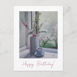 Herzlichen Glückwunsch zum Geburtstag hübsche rosa Postkarte