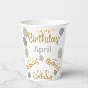 Herzlichen Glückwunsch zum Geburtstag im April Geb Pappbecher