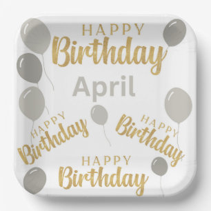 Herzlichen Glückwunsch zum Geburtstag im April Geb Pappteller