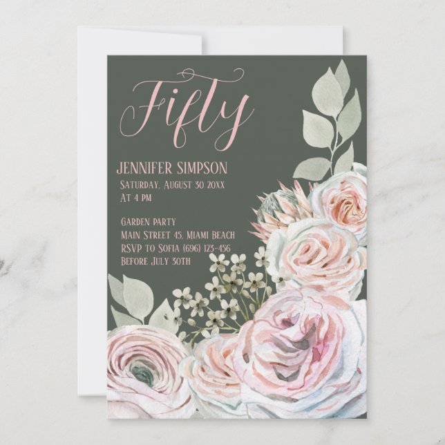 Herzlichen Glückwunsch zum Geburtstag im hellrosa  Einladung (Vorderseite)