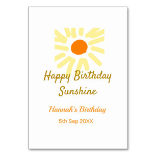 Herzlichen Glückwunsch zum Geburtstag in der Sonne Tischnummer
