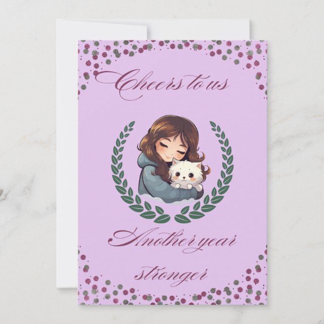 Herzlichen Glückwunsch zum Geburtstag, Katze, Haus Einladung (Vorderseite)