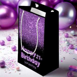 Herzlichen Glückwunsch zum Geburtstag Lila Glitzer Kleine Geschenktüte