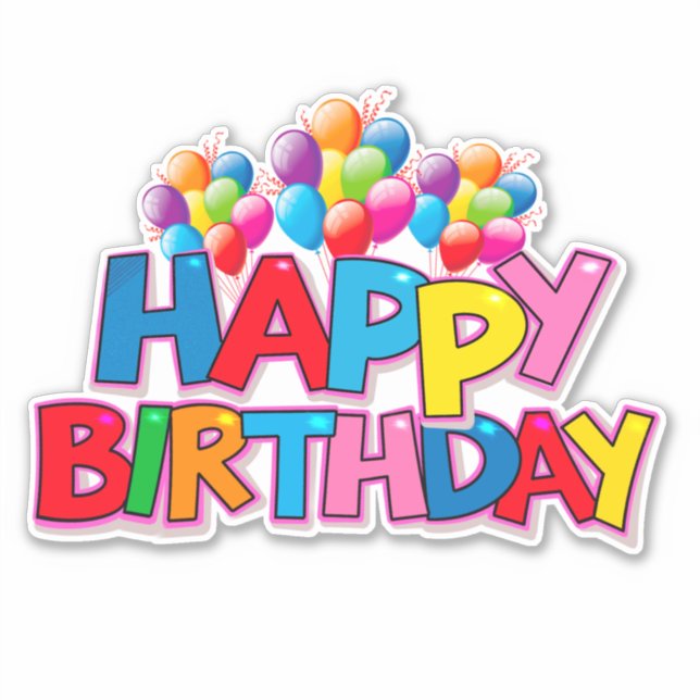 Herzlichen Glückwunsch zum Geburtstag mit Ballons  Aufkleber (Vorderseite)