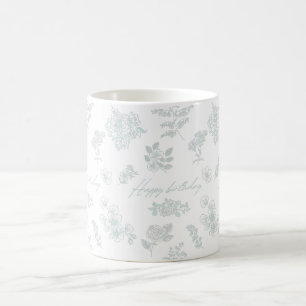 Herzlichen Glückwunsch zum Geburtstag mit floralem Kaffeetasse