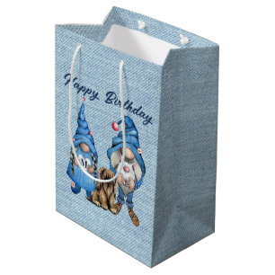 Herzlichen Glückwunsch zum Geburtstag mit Gnomes g Mittlere Geschenktüte