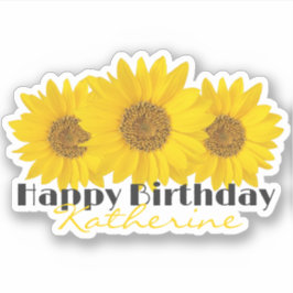 Herzlichen Glückwunsch zum Geburtstag mit Sonnenbl Aufkleber