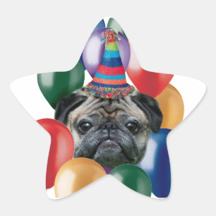 Herzlichen Glückwunsch zum Geburtstag Mops Hund St Stern-Aufkleber