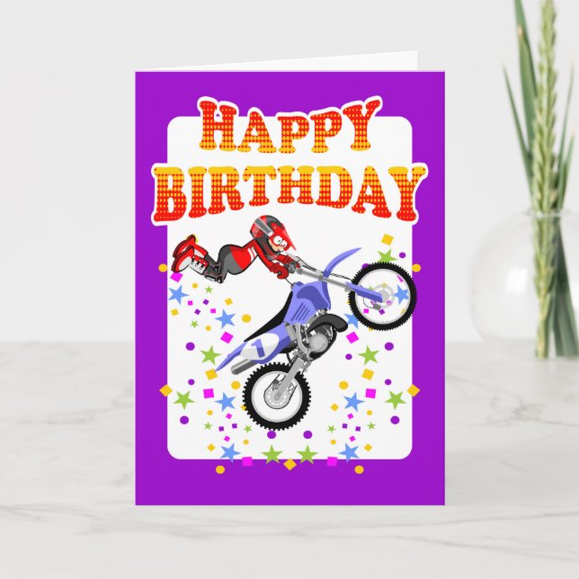 Herzlichen Glückwunsch zum Geburtstag, Motocross-F Karte (Vorderseite)