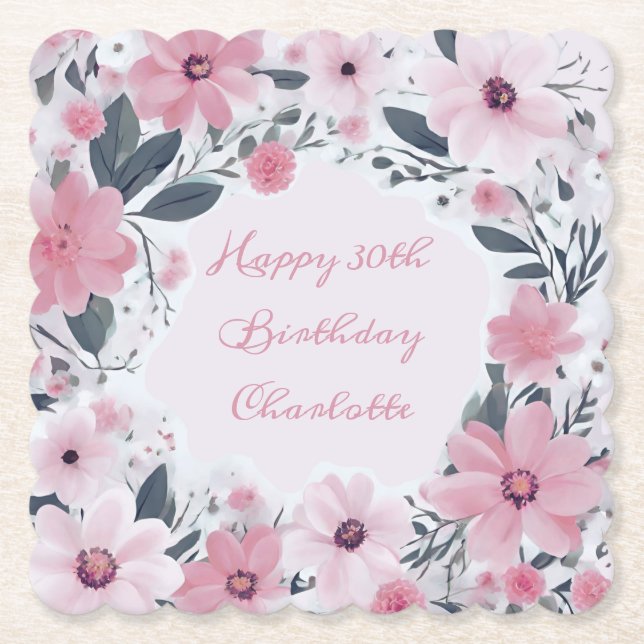 Herzlichen Glückwunsch zum Geburtstag Name Pastel  Untersetzer (Vorderseite)