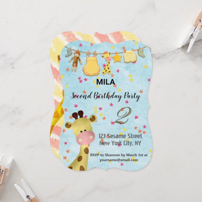 Herzlichen Glückwunsch zum Geburtstag niedliche Ki Einladung (Vorderseite/Rückseite Beispiel)