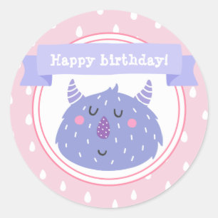 Herzlichen Glückwunsch zum Geburtstag! Niedliches Runder Aufkleber