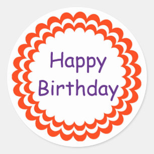 Herzlichen Glückwunsch zum Geburtstag Orangenviole Runder Aufkleber