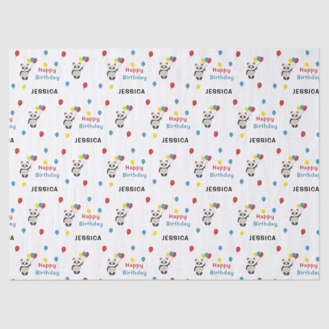 Herzlichen Glückwunsch zum Geburtstag Panda Bär we Seidenpapier (Vorderseite)